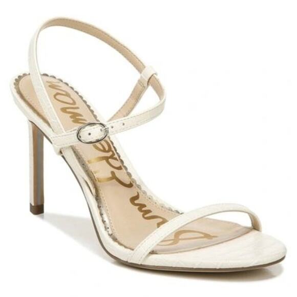 Sam Edelman Dara Croc Embossed Print Sandals Ivory Size 9.5 - Picture 1 of 16